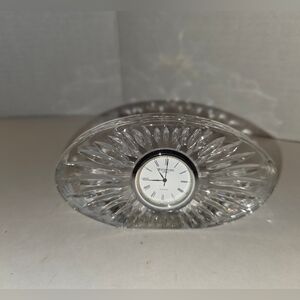 WATERFORD OVAL CLOCK, Cut Lead Crystal, 5" x 2.5", Needs New Battery IRELAND Vtg